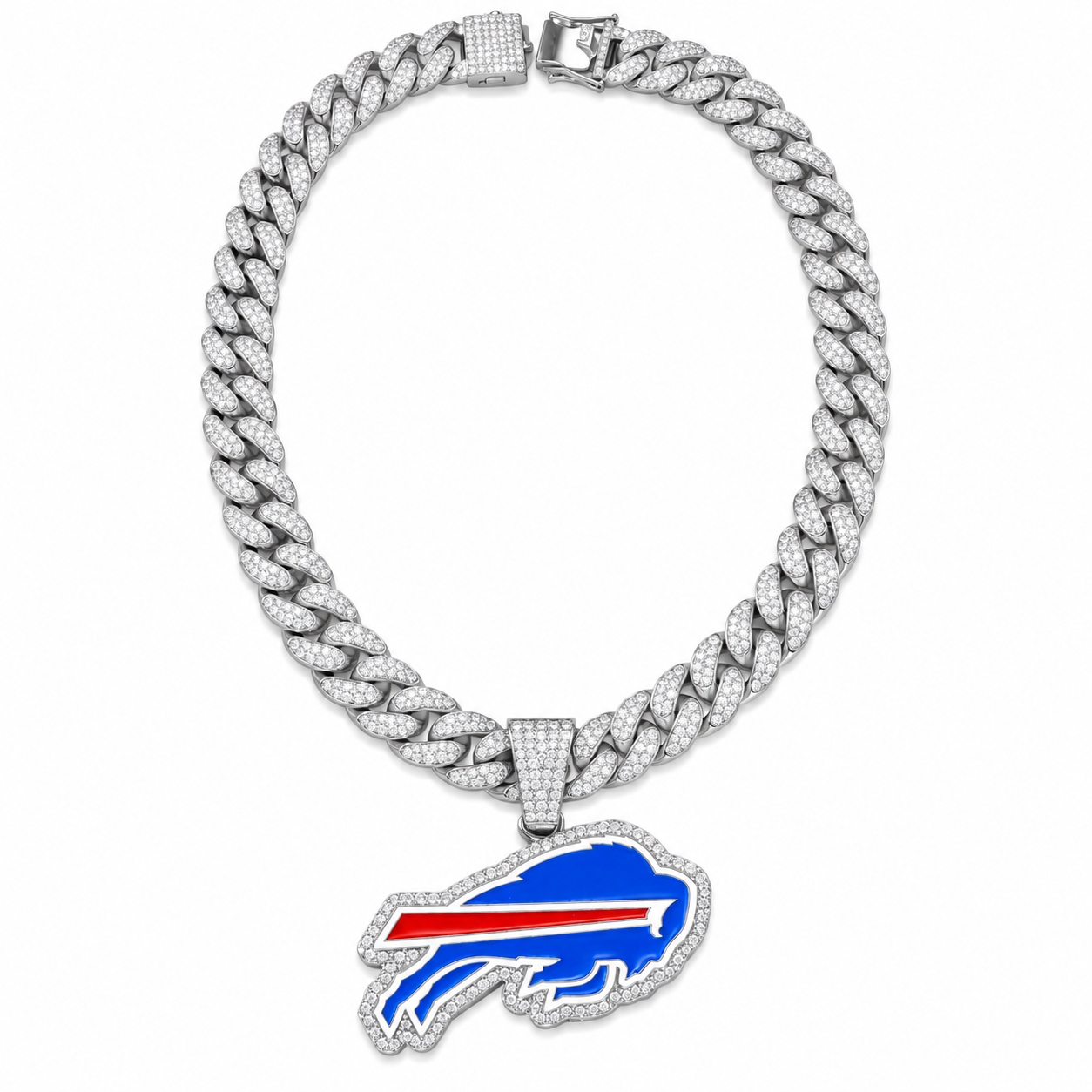 Buffalo Bills Necklace – Gold Cuban Link Chain Pendant for Football Fans | NFL Team Jewelry Gift