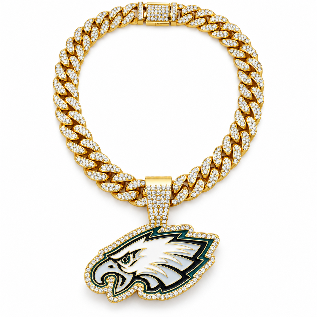 Philadelphia Eagles Necklace – Gold Cuban Link Chain Pendant for Football Fans