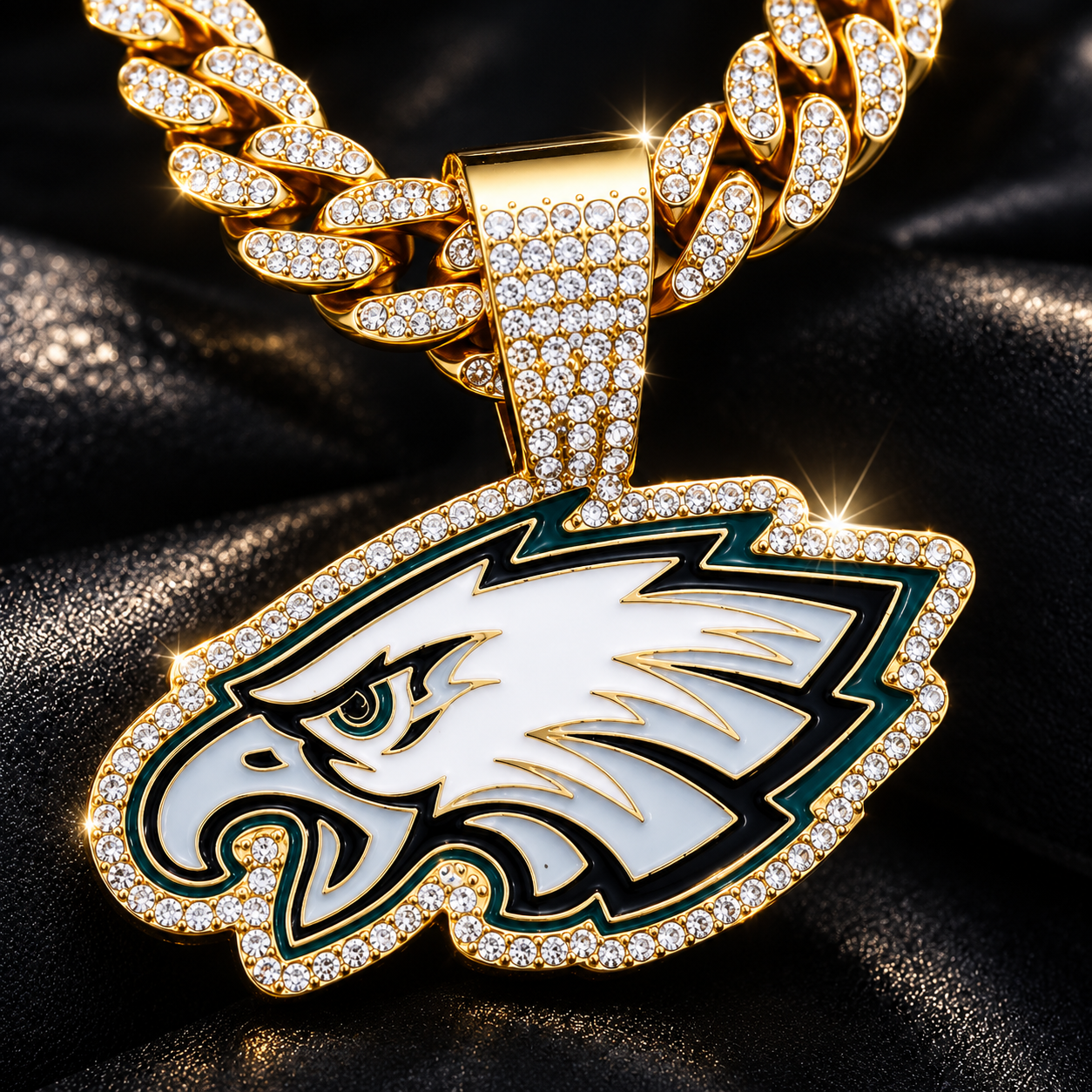 Philadelphia Eagles Necklace – Gold Cuban Link Chain Pendant for Football Fans