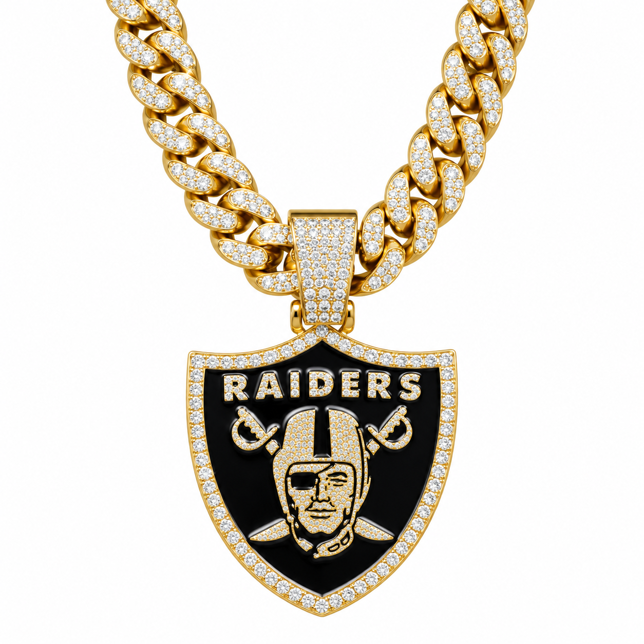Las Vegas Raiders Necklace – Gold Cuban Link Chain Pendant for Football Fans | Raiders Fan Jewelry