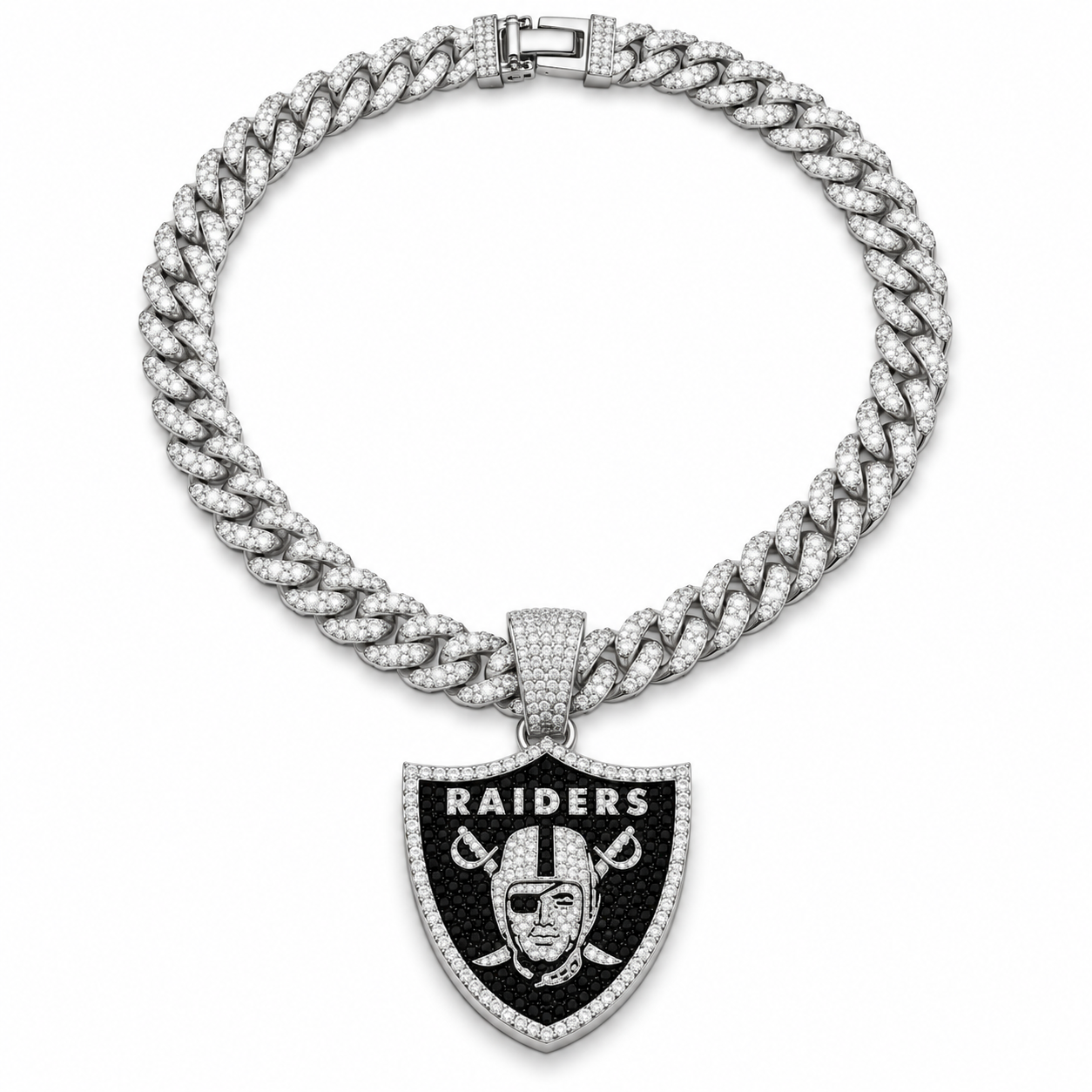 Las Vegas Raiders Necklace – Gold Cuban Link Chain Pendant for Football Fans | Raiders Fan Jewelry